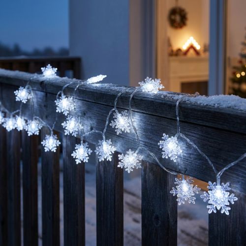kohteita LED seppele lumihiutaleet ulkona kylmä valkoinen 24 LED 460cm
