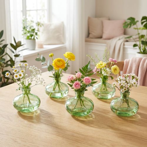 kohteita Lasimaljakko sipulimaiset vihreät minimaljakot lasia Ø9cm korkeus6cm 6 kpl