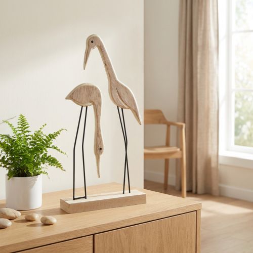 Jalusta puinen hahmonosturipari luonnollinen 27,5×13cm 2 kpl | Floristik24.fi