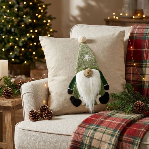 Koristetyyny gnome koristetyynyllä vihreä beige 40×40cm | Floristik24.fi