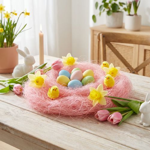 kohteita Sisal-ruoho askarteluun, askartelumateriaali luonnonmateriaali pinkki 300g
