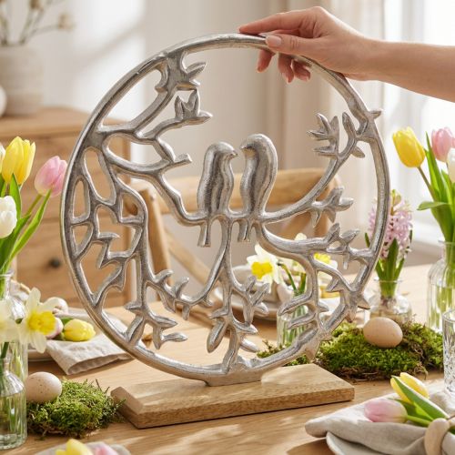 Pöytäkoristejousi, koristesormus lintu deco hopea H37,5cm | Floristik24.fi