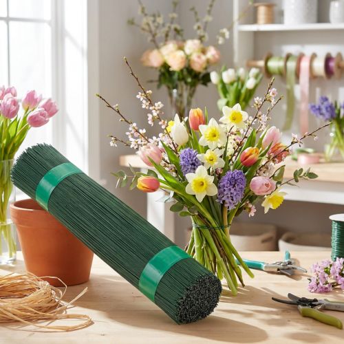 Vihreäksi maalattu pistokejohto 0,7/280mm 2,5kg | Floristik24.fi
