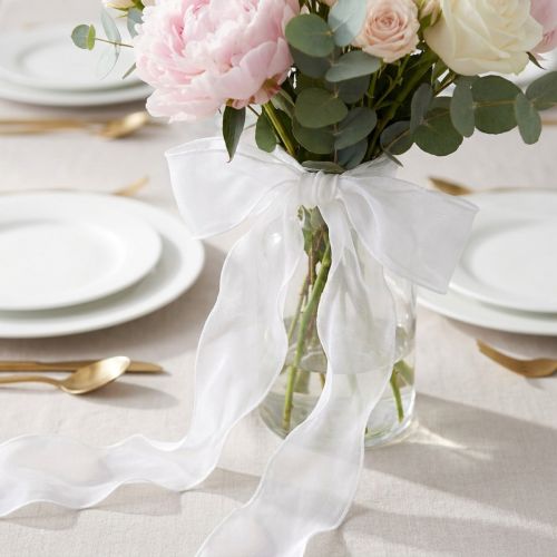 Sifonki nauha organza nauha koristenauha organza valkoinen 40mm 20m | Floristik24.fi