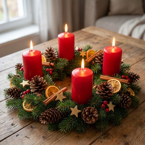 Punaiset pylväskynttilät, pienet vanhanpunaiset adventtikynttilät 70/50mm, 24 kpl | Floristik24.fi