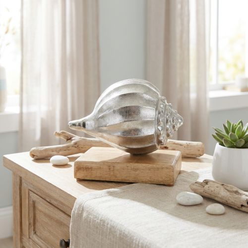 kohteita Kuori metallia, merellinen koristelu hopealle, luonnolliset värit K15cm L18,5cm