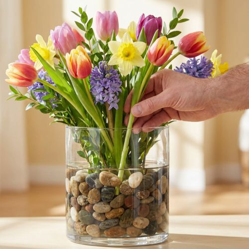 River Pebbles Natural Light and Dark 3-6cm 1kg | Floristik24.fi