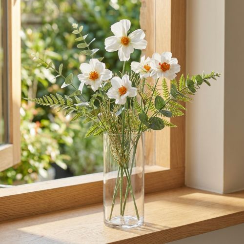 Tekokukat Cosmea valkoiset silkkikukat H51cm 3 kpl | Floristik24.fi