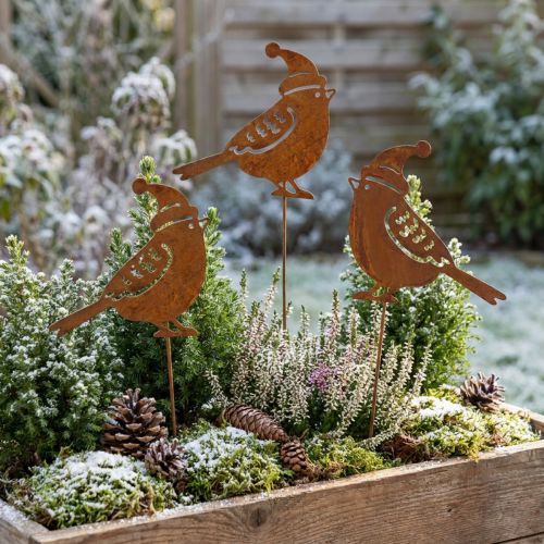 kohteita Puutarhan paalulintu hattupatinakoristeella 12cm 6 kpl