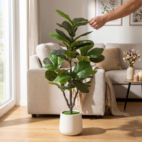 kohteita Keinotekoinen Ficus lyrata 120 cm koriste olohuoneeseen