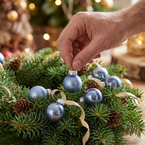 Mini joulupallot lasisininen matta/kiiltävä Ø2cm 44 kpl | Floristik24.fi