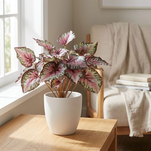 Keinotekoinen begonian pensas vihreä, violetti 34cm | Floristik24.fi