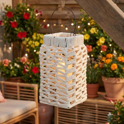 Riippuva lyhty, kesäkoriste, makramee K35.5cm L19cm | Floristik24.fi