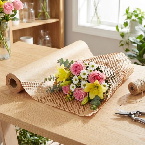 kohteita Hunajakennopaperi luonnonruskea käärepaperi L50,5cm L2500cm