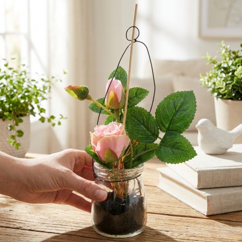 Ruusu lasipunaa H23cm | Floristik24.fi