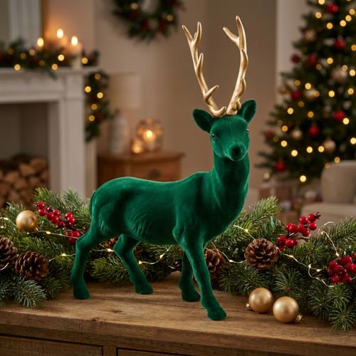 Deco peura seisoo vihreä kulta joulukoristeita figuuri 40cm | Floristik24.fi