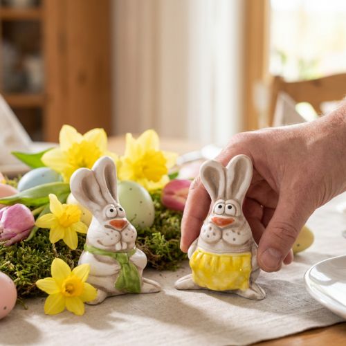 kohteita Pääsiäispupuhahmot, käsinmaalatut keraamiset koristeet, hauska pääsiäiskoristeluun, 11 cm, 4 kpl