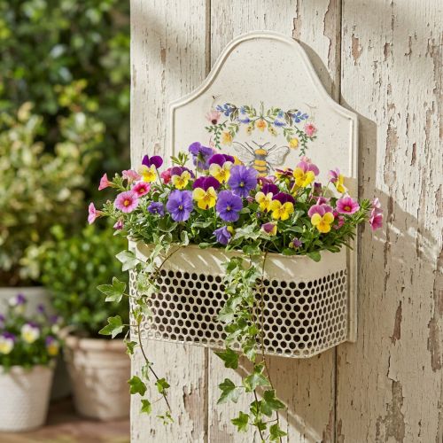 kohteita Riippuva kukkalaatikko metallinen mehiläinen kermanvärinen P29cm