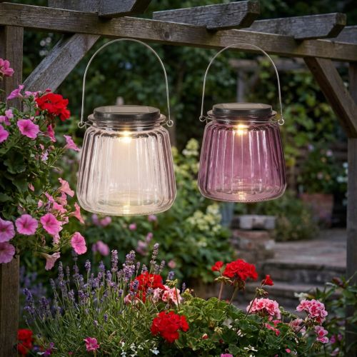 kohteita LED-puutarhavalo lasiaurinkopaneeli ripustettavaksi purppuraan Ø10,5cm 2kpl