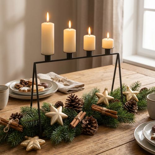 Kynttilänjalka Musta Kynttilänjalka Adventtiseppele L38cm K31cm | Floristik24.fi