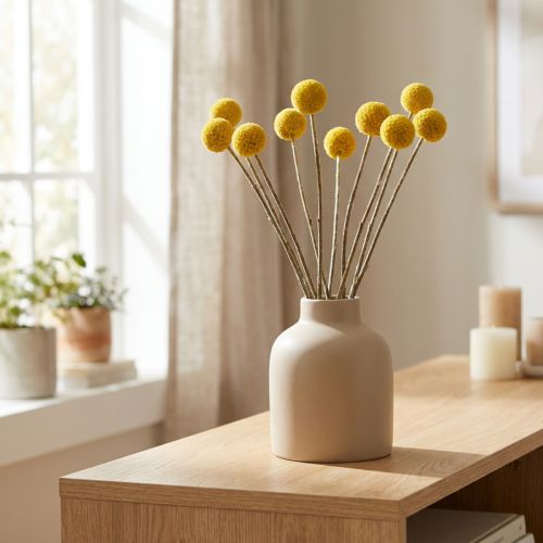 Craspedia-kuivakukat, keltaiset, 70 cm, koristeelliset, 10 kpl | Floristik24.fi