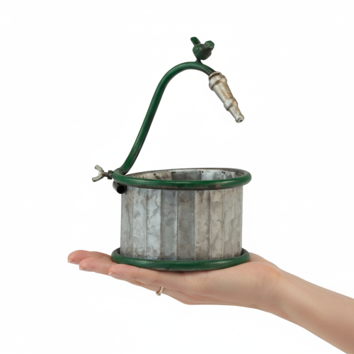 kohteita Metallinen istutusastia, sadevesitynnyri, lintuaiheinen, parvekekoriste, Ø15,5 cm