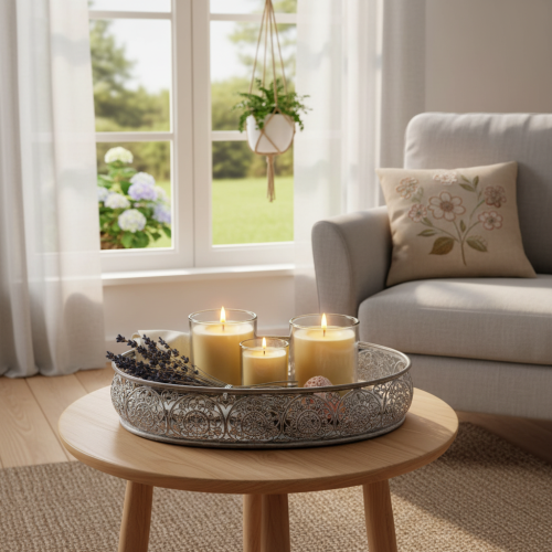 kohteita Koristeellinen metallikulho, harmaa kuvio, soikea, P36cm/33.5cm, 2 kpl setti