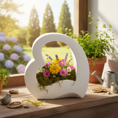 Sydämenmuotoinen koriste istutuksiin ja kukka-asetelmiin, avoin muotoilu, moderni sydämenmuoto, 19 cm | Floristik24.fi