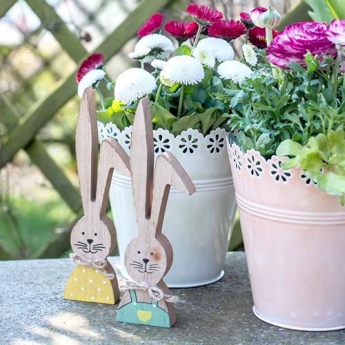 Floristik24 Iloinen pupu koriste, kevät, pääsiäispupupari, puinen koristelu telineeseen H19cm 6 kpl