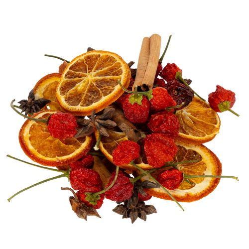 Kuivattujen appelsiiniviipaleiden koristesetti kanelilla ja tähdillä juhlapöytään 70g