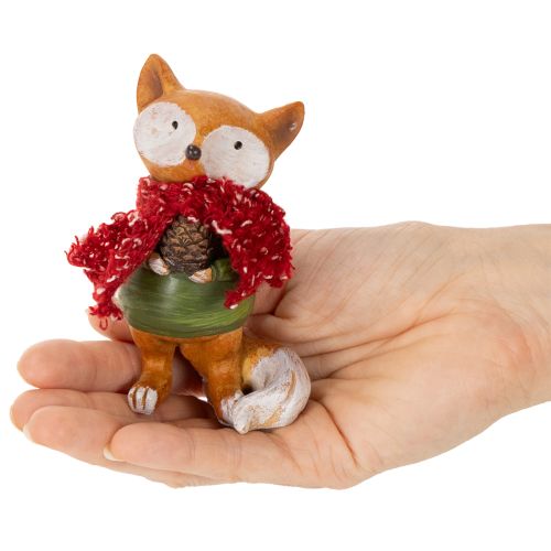 Koristeellinen kettu huivilla ja käpyllä, 10 cm, 2 kpl | Floristik24.fi