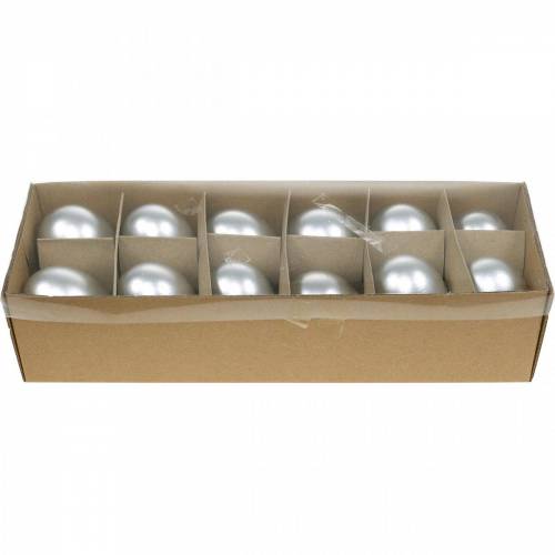 Floristik24 Hanhenmunat Silver Blown Eggs Pääsiäiskoristeet 12 kpl