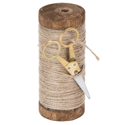 Floristik24 Lankarulla koristesaksilla Ø6,5 cm, korkeus 15 cm, 2 kpl, vintage-tyyli