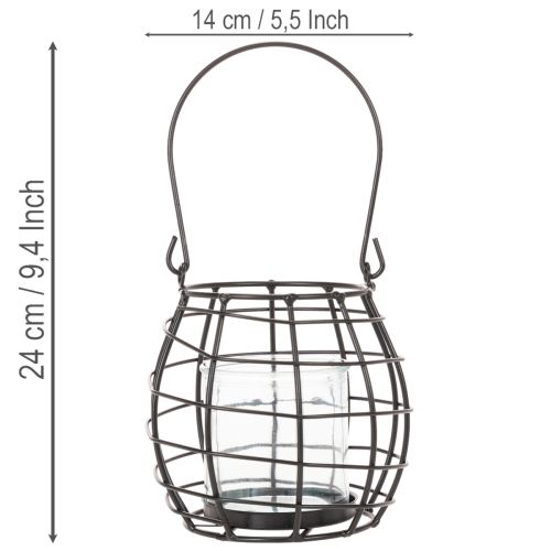Puutarhalyhty, mustaa metallia tuulivalolla, Ø14cm, korkeus 12,5cm | Floristik24.fi
