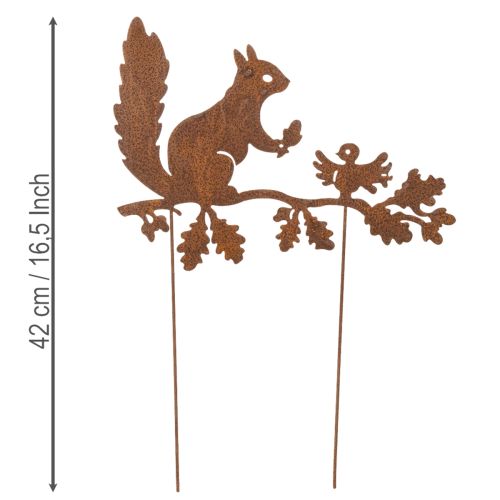 Puutarhakeppi orava oksalla, kulunutta metallia, 42 cm korkea, 3 kpl | Floristik24.fi