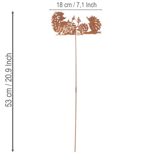 Puutarhakeppi siiliaiheinen ruostekoriste kesäksi ja syksyksi 53cm | Floristik24.fi