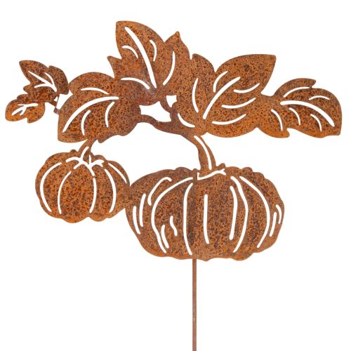 kohteita Puutarhakeppi kurpitsa-aiheella, metallikoristeet, ruosteenvärinen, 100 cm