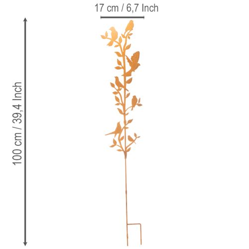 Puutarhakeppi linnuilla, metallikoriste, 100 cm | Floristik24.fi