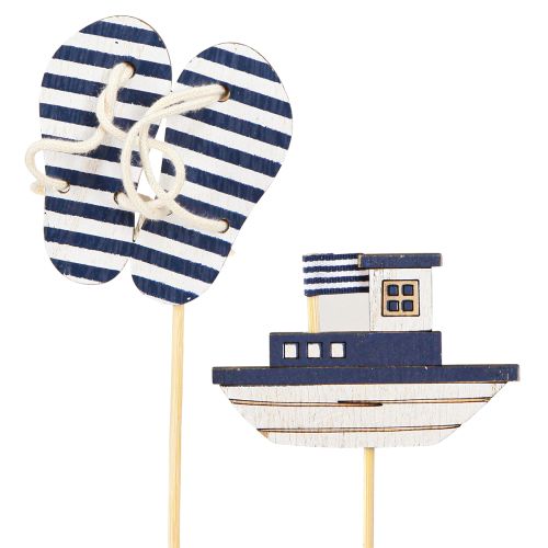 kohteita Garden Stake Maritime Puiset varvastossut Vene Sininen Valkoinen 8cm 12 kpl