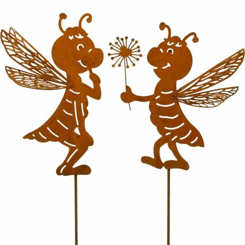 Floristik24 Puutarha Plug Bee Ruosteinen Puutarha koristelu kevät 2kpl