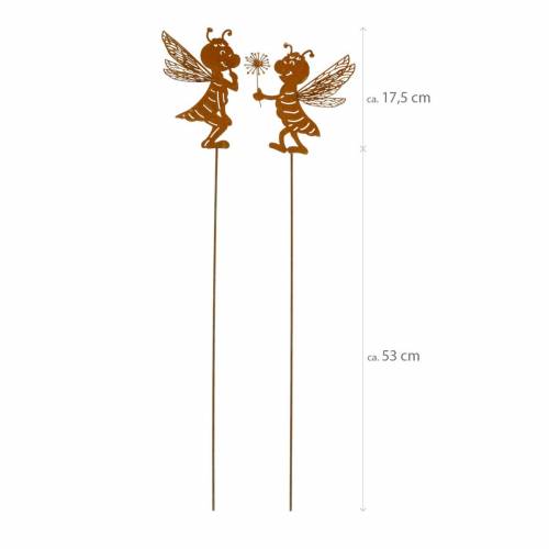Floristik24 Puutarha Plug Bee Ruosteinen Puutarha koristelu kevät 2kpl