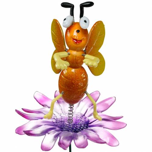 Floristik24 Kukkaneula mehiläinen kukkaan metallijousilla oranssi, violetti H74cm