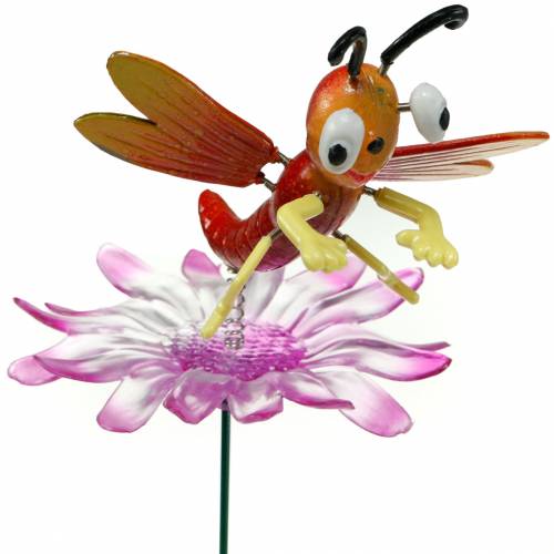Floristik24 Garden Stake Dragonfly on Flower metallinen kevätoranssi, vaaleanpunainen K74cm