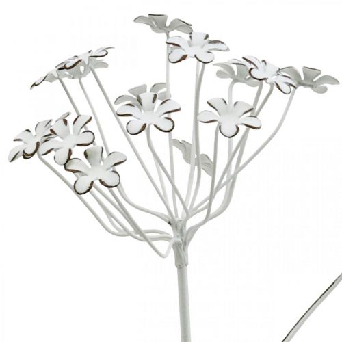 Floristik24 Puutarhatulppa kukka, puutarhakoristeet, kasvitulppa metallista shabby chic valkoinen, hopea L52cm Ø10cm 2kpl