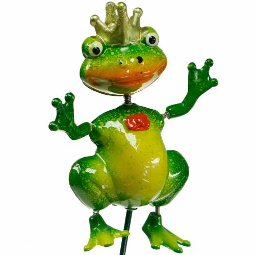 Floristik24 Garden Stake Frog King metallijousenvihreällä, keltainen, kultainen H68,5cm