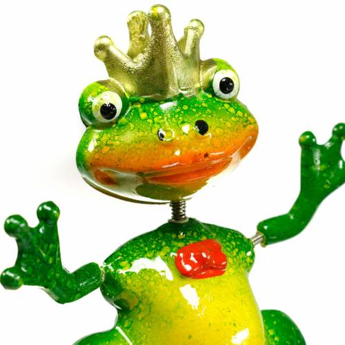 Floristik24 Garden Stake Frog King metallijousenvihreällä, keltainen, kultainen H68,5cm
