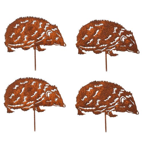 kohteita Garden Stake Hedgehog Metal Rust Autumn 15x8cm 4 kpl