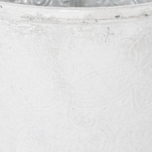 kohteita Koristeellinen istutusruukku, metallinen ruukku, valkoinen, Ø18,5cm, K18cm