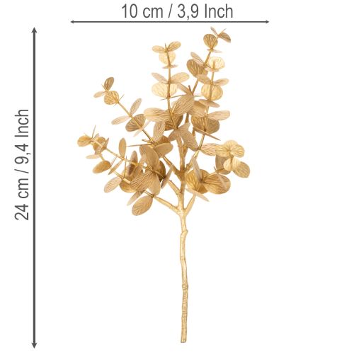 Keinotekoinen eukalyptuskasvi, kullanvärinen koristeoksa pöytäkoristeeseen, 24 cm | Floristik24.fi