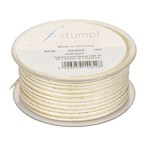 Floristik24 Lahjanauha silkkinauha valkokultanauhanauha 3mm 100m